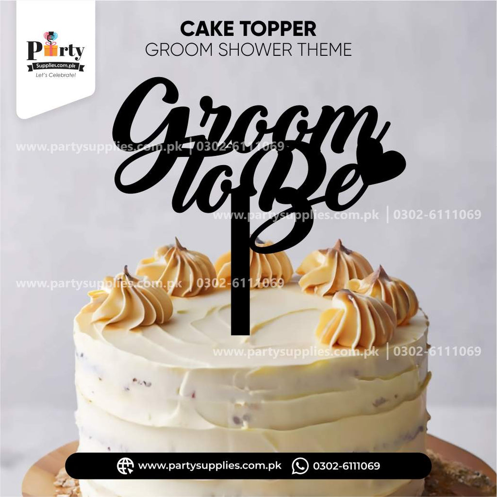 Groom Shower Cake Black Acrylic Cake Topper 