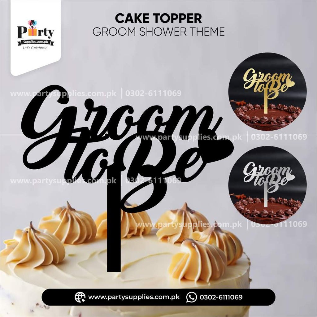 Groom to Be Acrylic Cake Topper – Elegant Groom Shower Cake Decoration