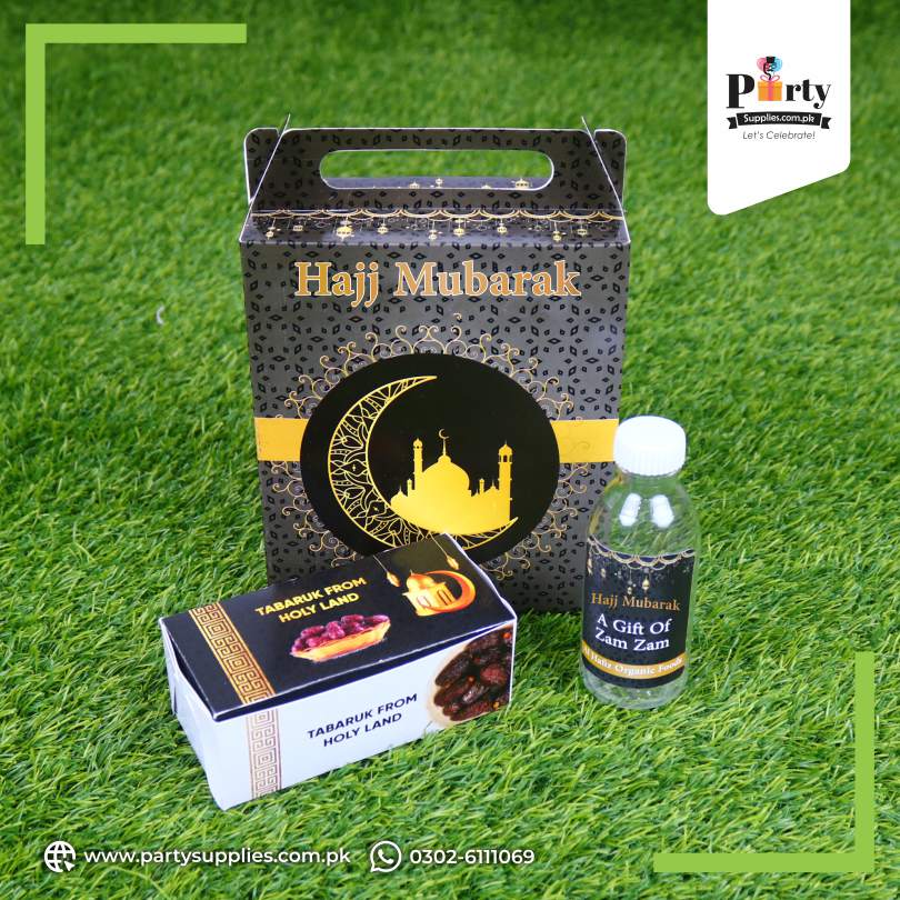 Hajj Tabaruk Packaging : Hajj Giveaway Packaging Boxes in Black (Pack of 6)