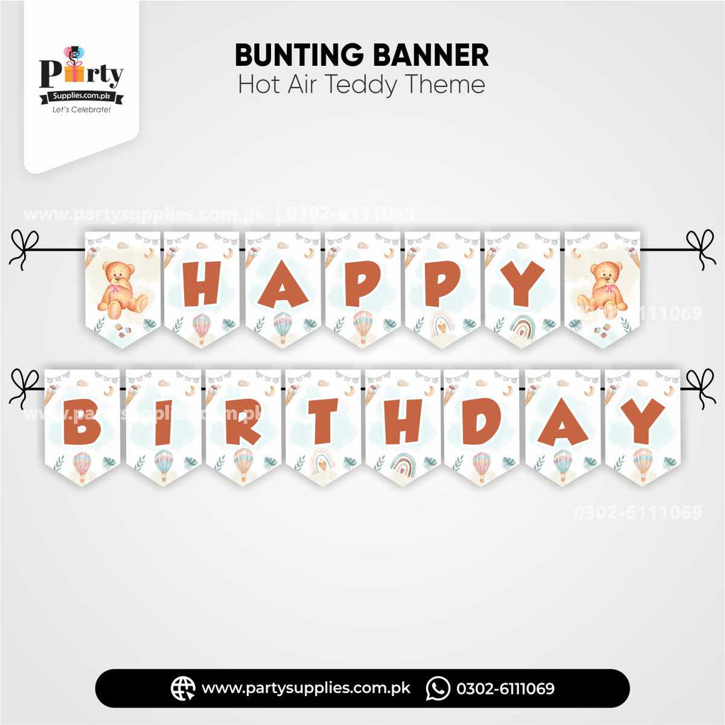 Hot Air Balloon Theme Happy Birthday Bunting Banner for Wall Decoration
