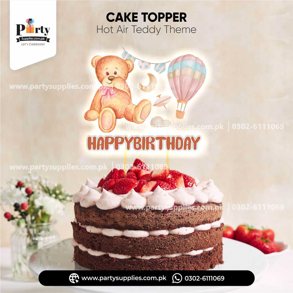 Hot Air Balloon Theme Happy Birthday Card Cake Topper