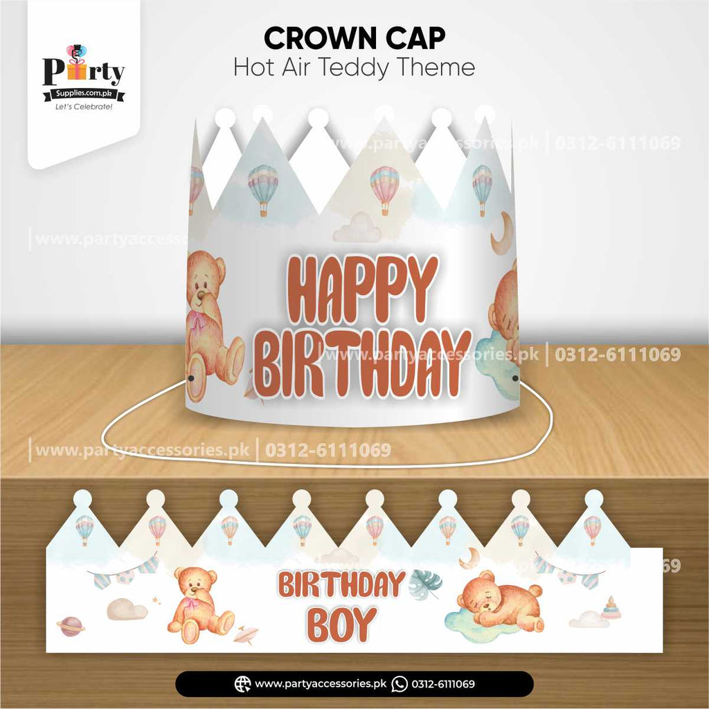 Hot Air Balloon Theme Happy Birthday Crown Cap for Birthday Celebration