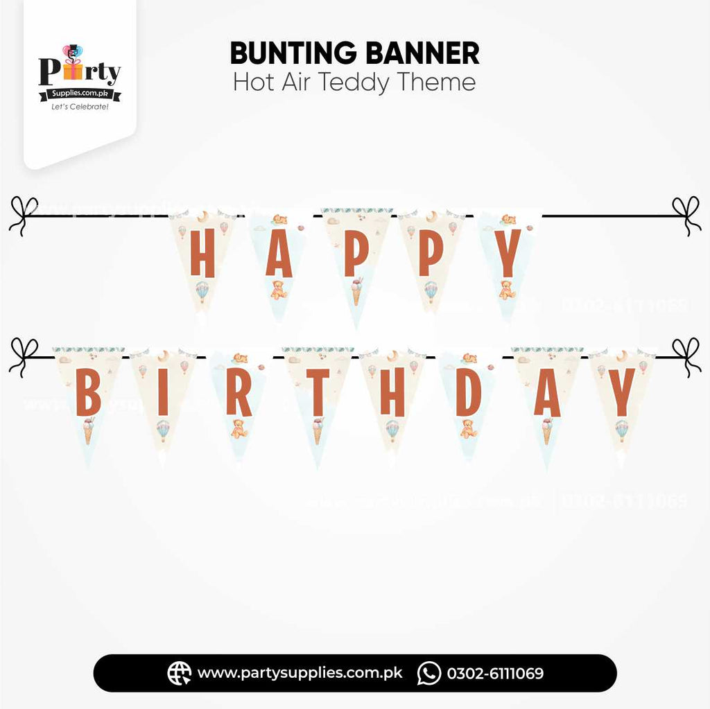 Hot Air Balloon Theme V-Shaped Birthday Bunting Banner for Wall Decorations