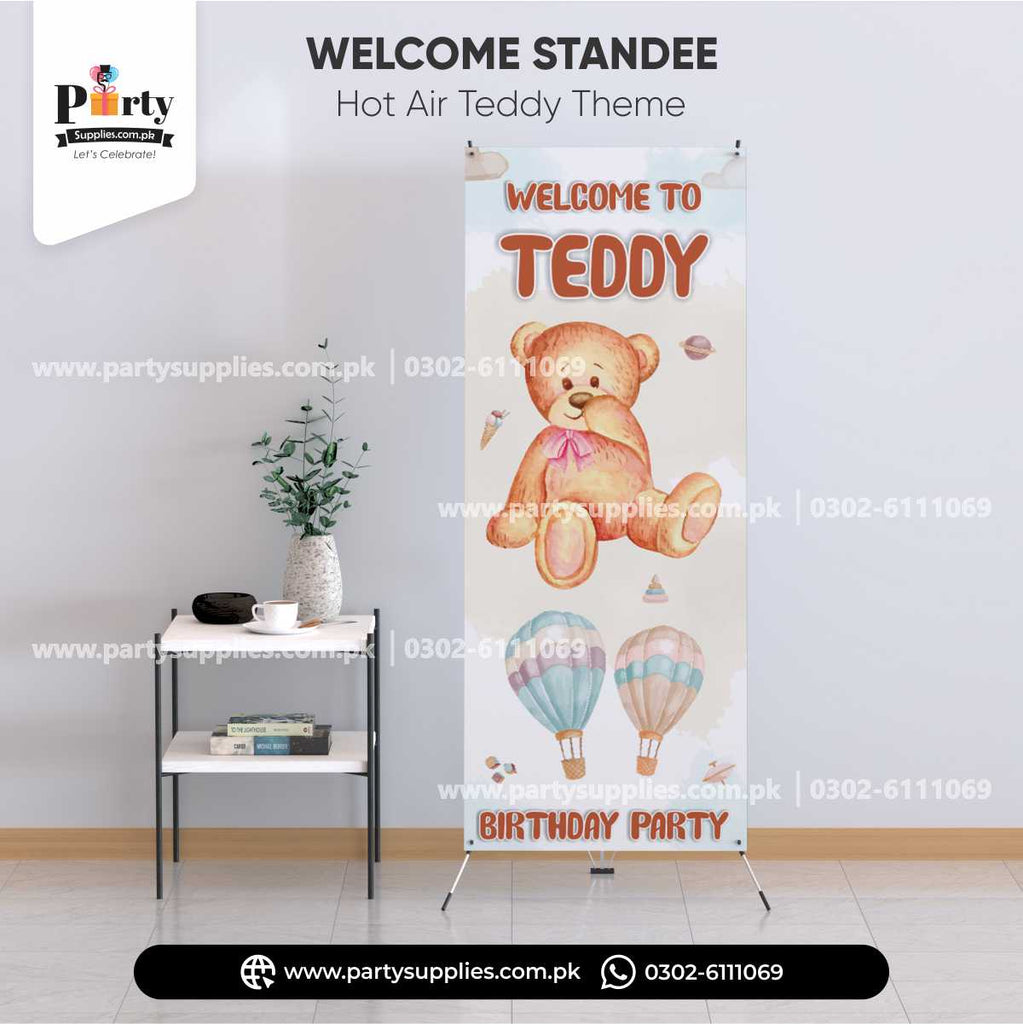 Hot air balloon theme customized welcome standee for birthday party entrance decor