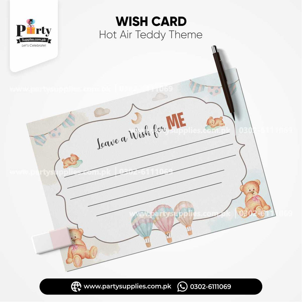 Hot Air Balloon Theme Wish Cards for Birthday Party Decoration