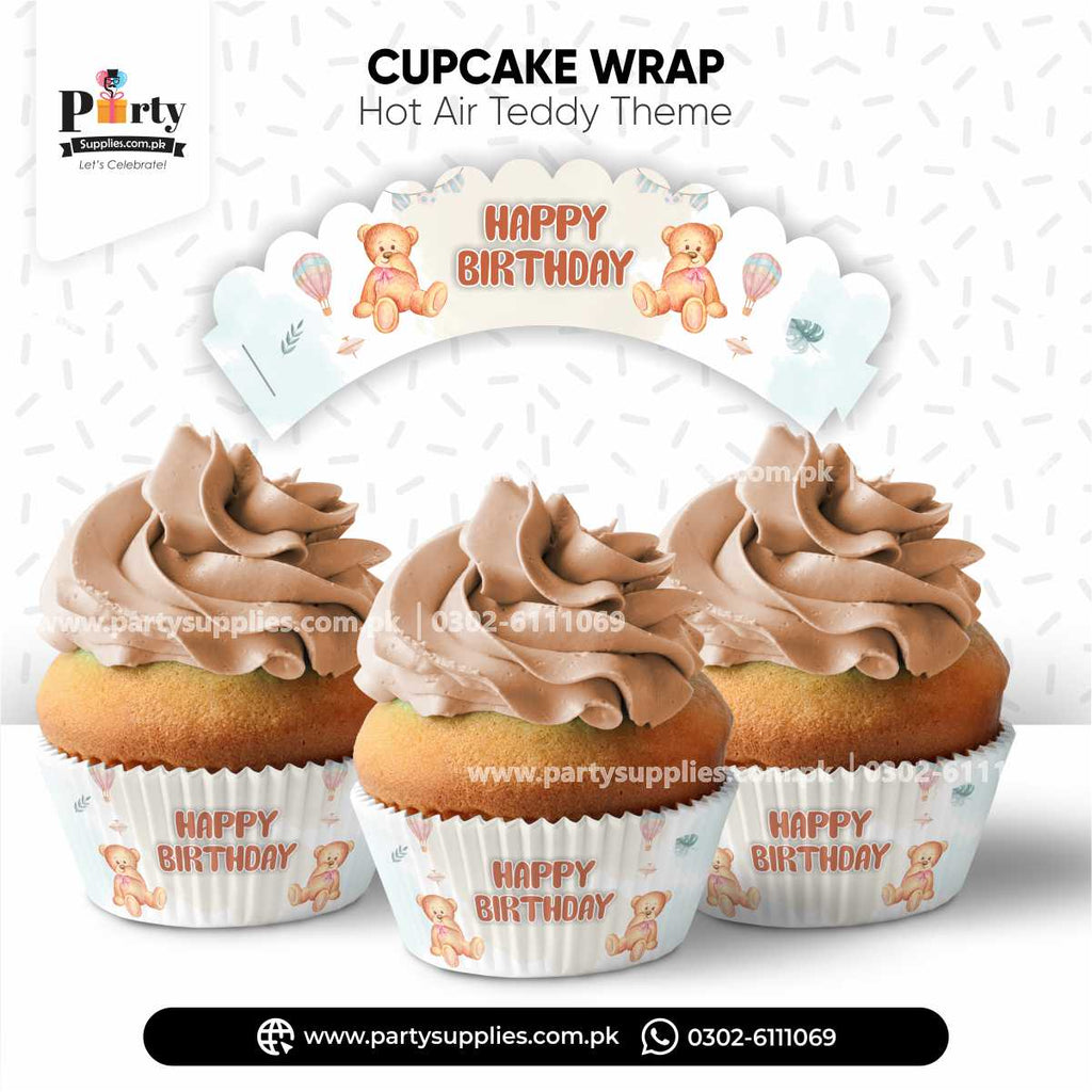 Hot Air Balloon Theme Cupcake Wraps for Birthday Party Decorations