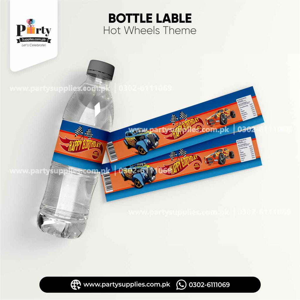 Hot Wheels Theme Bottle Label for Birthday Drink Decoration