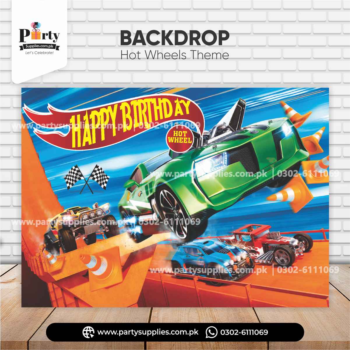 Hot Wheels Theme Wall Backdrop for Birthday Party Decorations