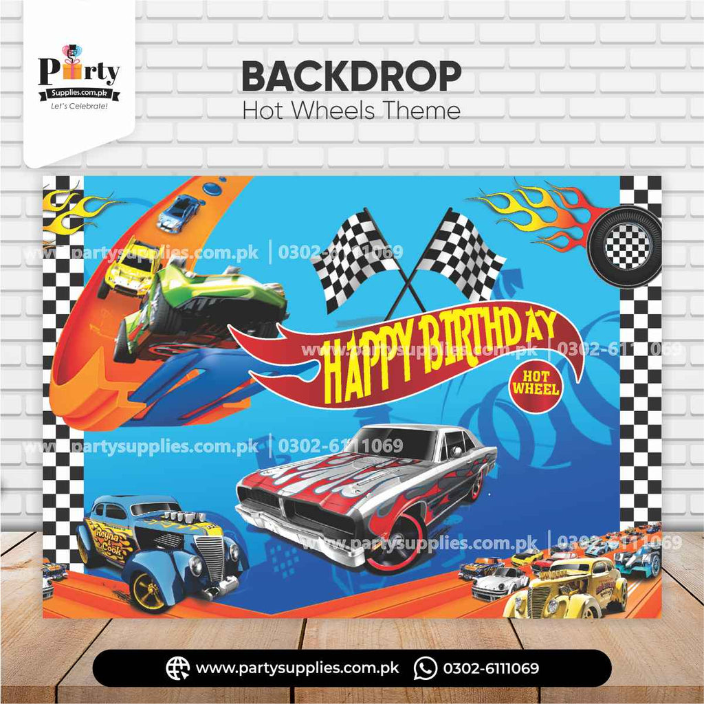 Hot Wheels Theme Birthday Party Backdrop for Birthday Wall Decorations