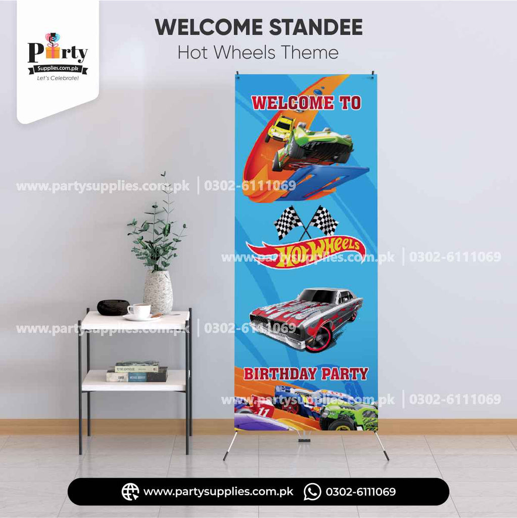 Hot Wheels Theme Welcome Standee for Birthday Party Entrance Decor