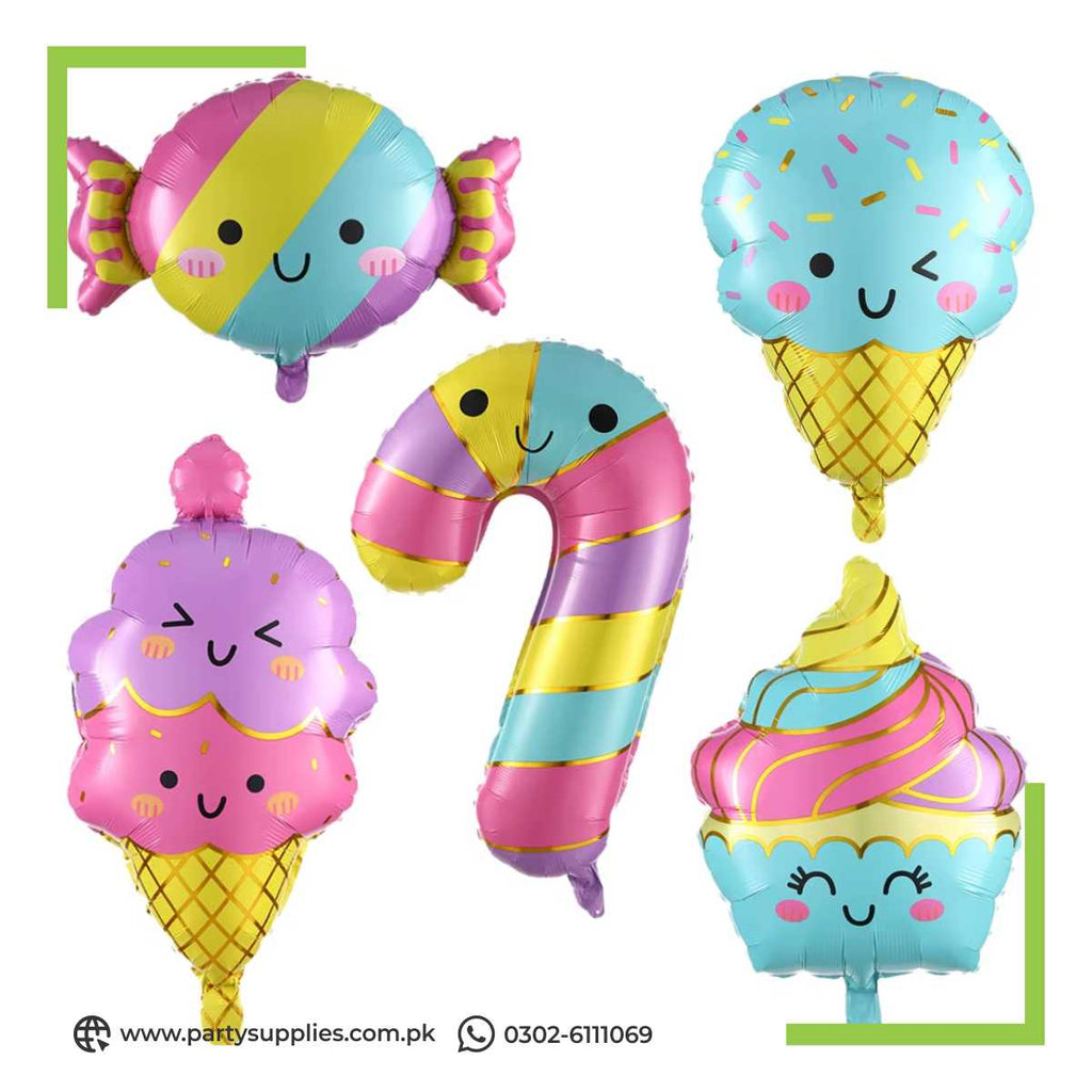 Ice Cream Shape Party Foil Balloon Set of 5 pcs