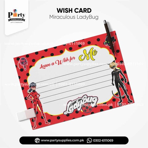 Miraculous Lady Bug Theme Wish Cards for Birthday Party Decoration