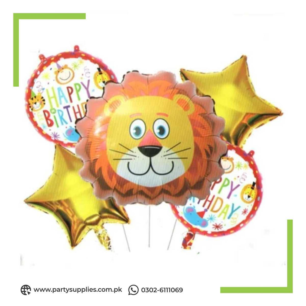 Lion Shape Birthday Party Exclusive Foil Balloons in Jungle Safari Theme 