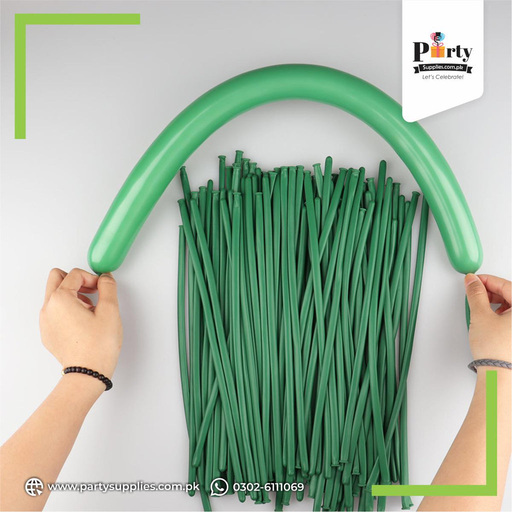 Dark Green Color Long Strip Tube Shape Balloons 