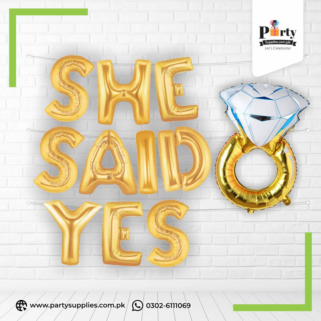 She Said Yes with Ring Foil Balloons 