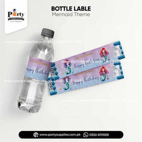 Mermaid Theme Bottle Labels for Birthday Party Drink Decoration