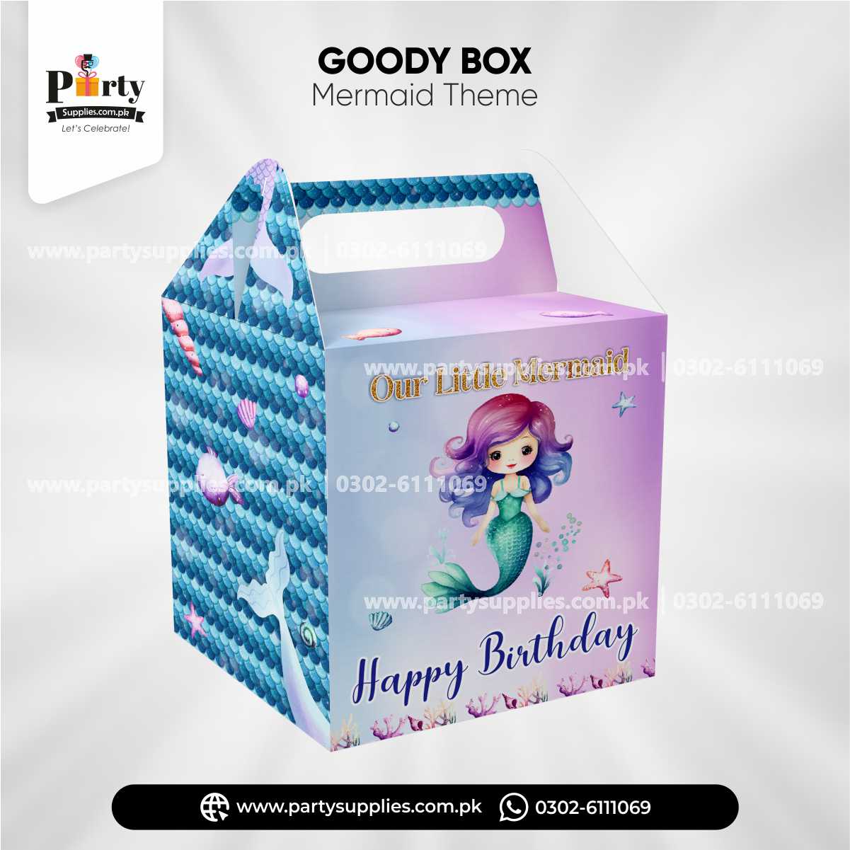 Mermaid Theme Handle Favor / Goody Boxes for Birthday Decoration