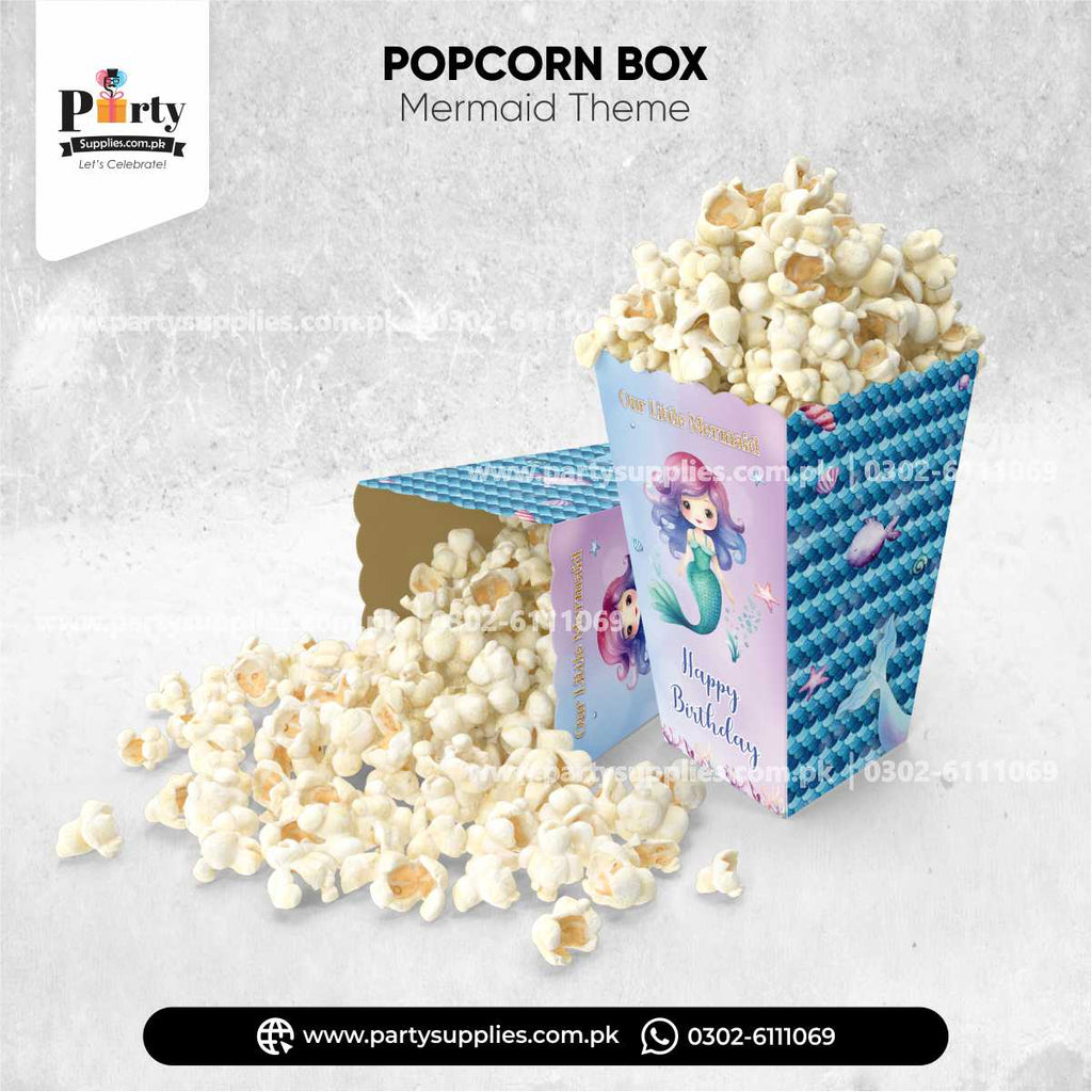 Mermaid theme popcorn boxes for birthday party decoration