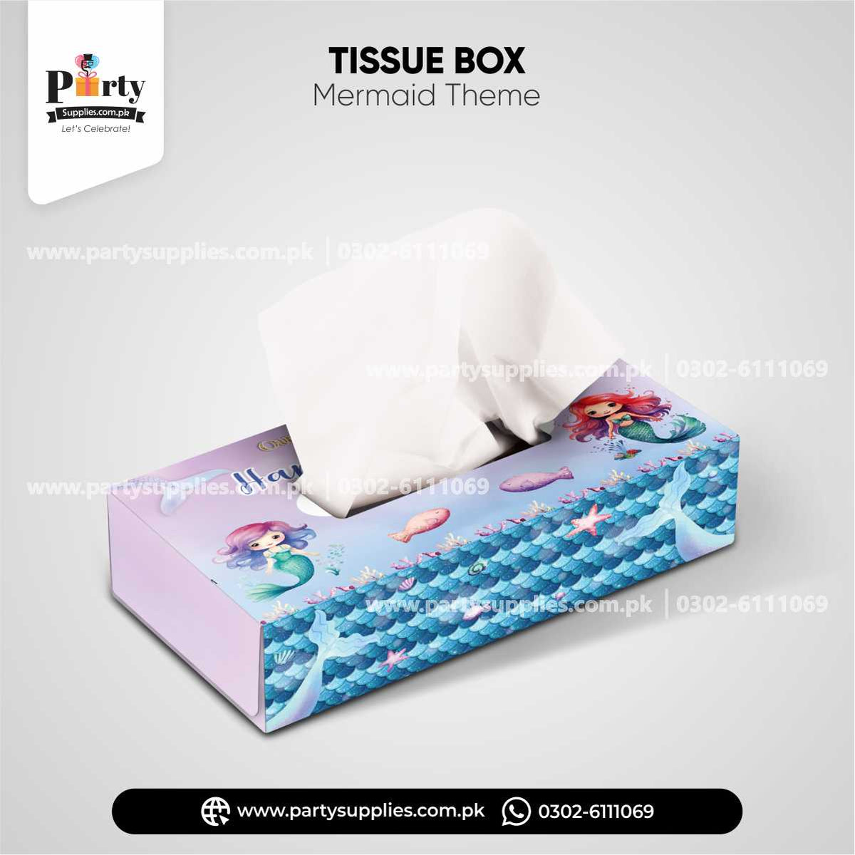 Mermaid Theme Tissue Box Cover for Birthday Table Decoration