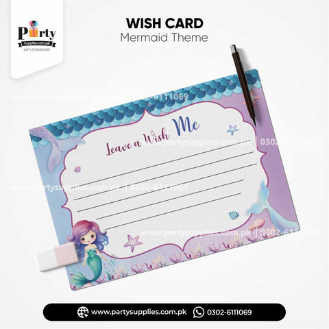 Mermaid Theme Wish Cards for Birthday Party Decoration