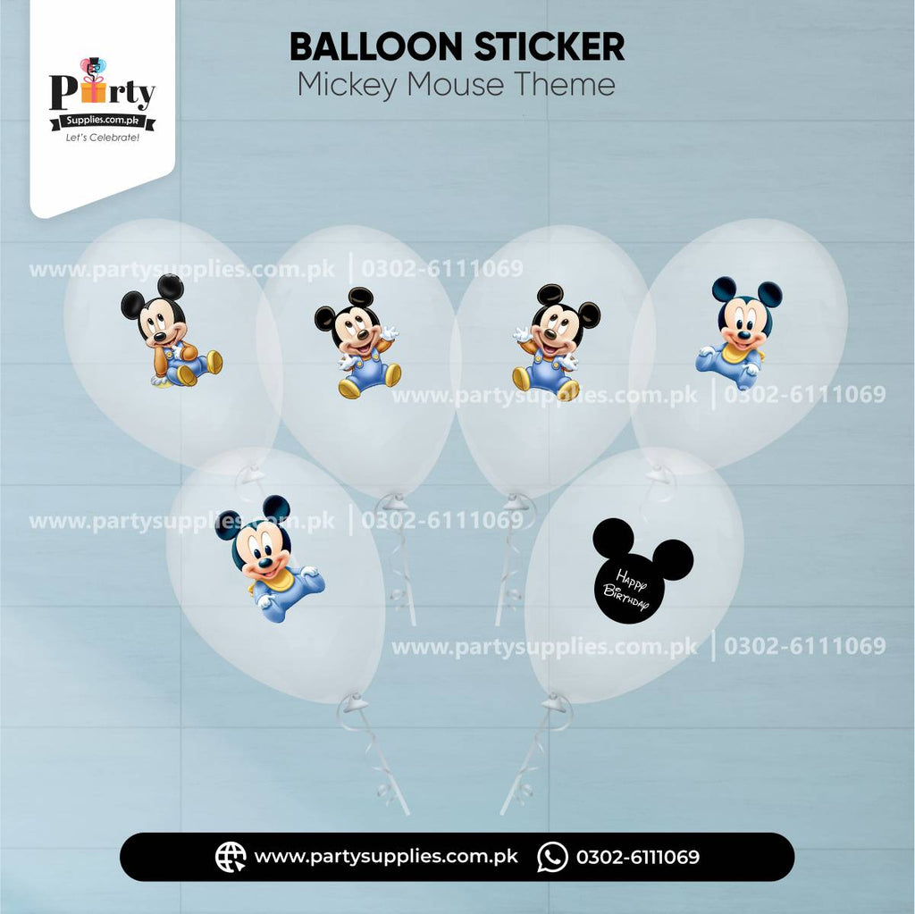 Mickey Mouse Theme Transparent Balloons with Stickers for Decorations 