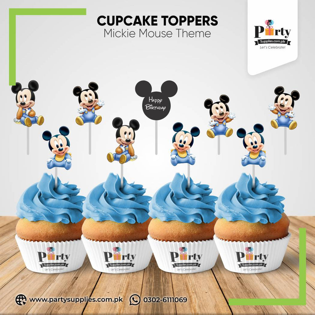 Mickey Mouse Theme Cupcake Toppers Set for Birthday Decorations
