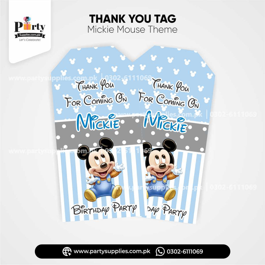 Mickey Mouse Theme Gift / Thank You Tags for Birthday Decoration 