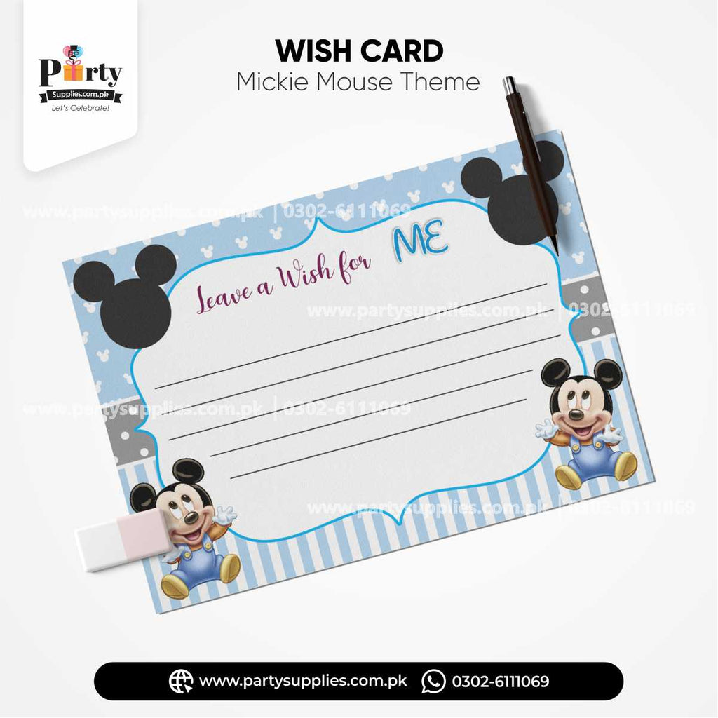 Mickey mouse theme customized wish cards for birthday party decoration