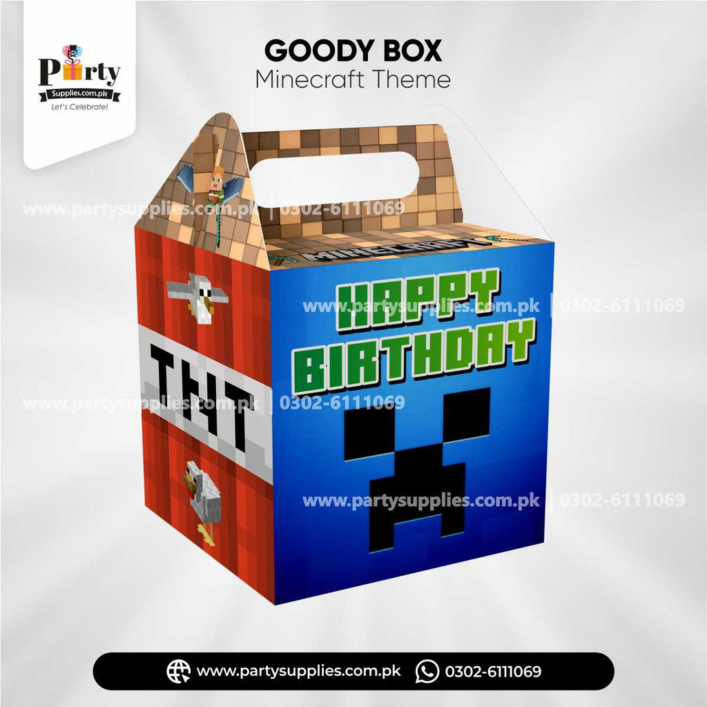 Minecraft Theme Handle Favor Boxes for Birthday Decoration