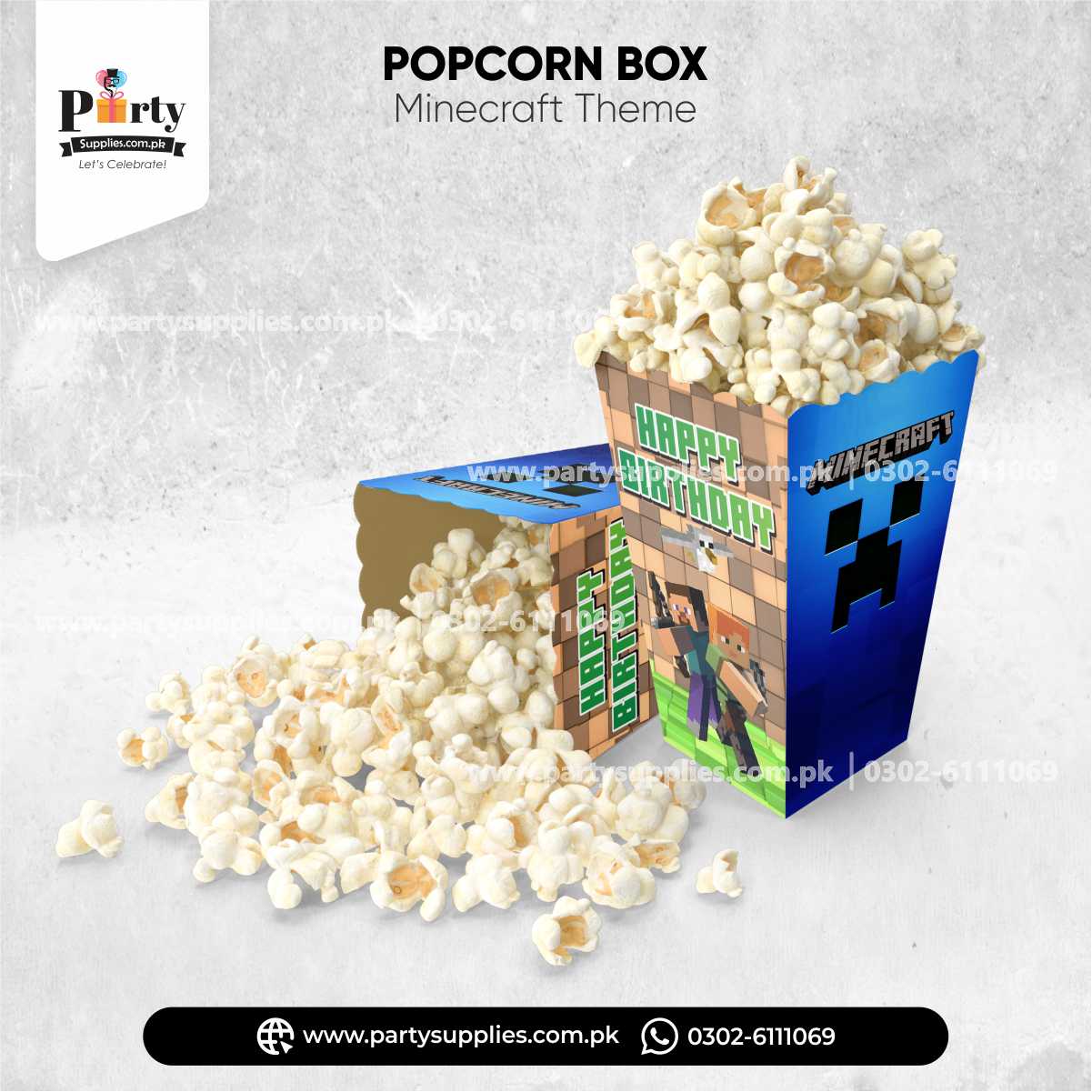 Popcorn Minecraft Buildd Minecraft Theme Popcorn Boxes - Customized Party Table Decor ...