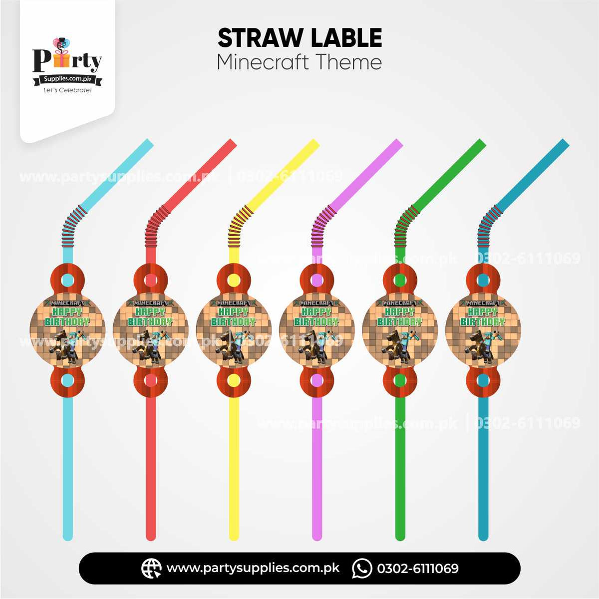 Minecraft Straws with Labels – Party Drink Decorations (12 Pack ...