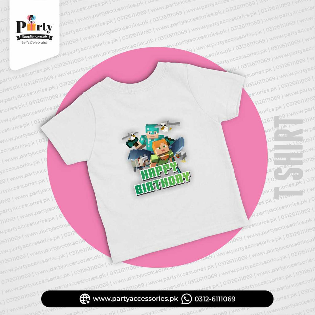 Minecraft Theme Birthday Kid's T-Shirt for Birthday Party Celebration