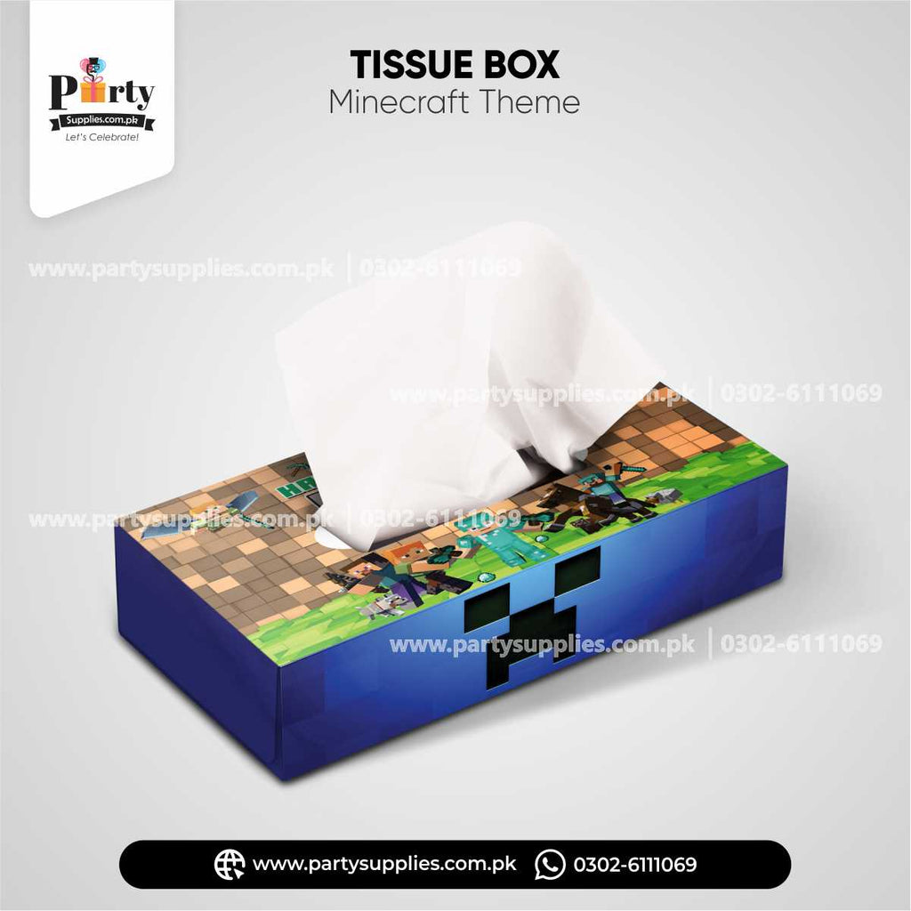 Minecraft Theme Tissue Box Cover for Birthday Table Decoration