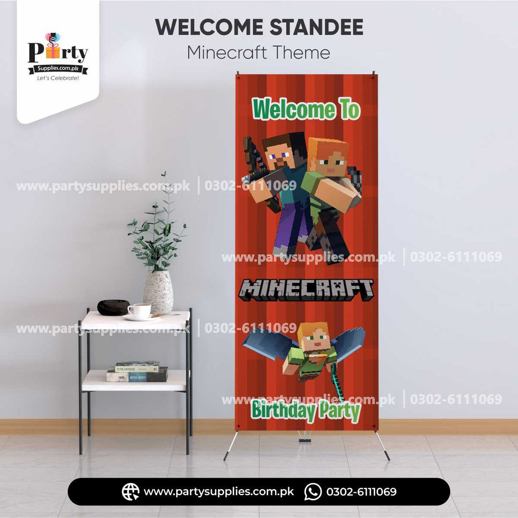 Minecraft Theme Welcome Standee for Birthday Entrance Decor