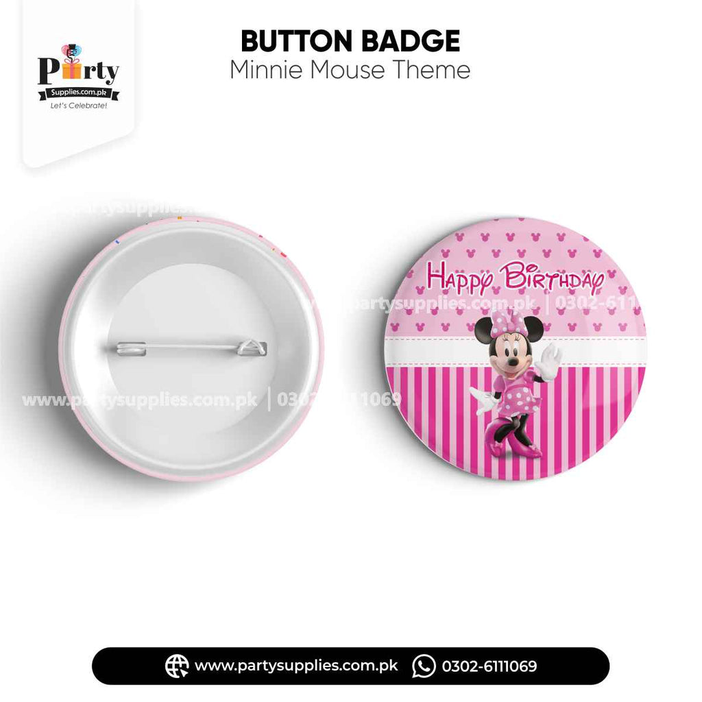 minnie mouse theme customized happy birhthday button badge 