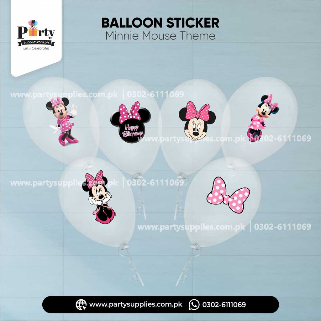 Minnie Mouse Theme Transparent Balloons with Stickers for Decorations 