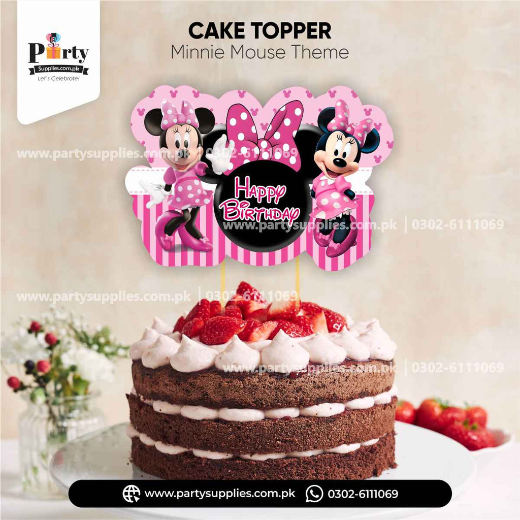 Minnie Mouse Theme Happy Birthday Card Cake Topper