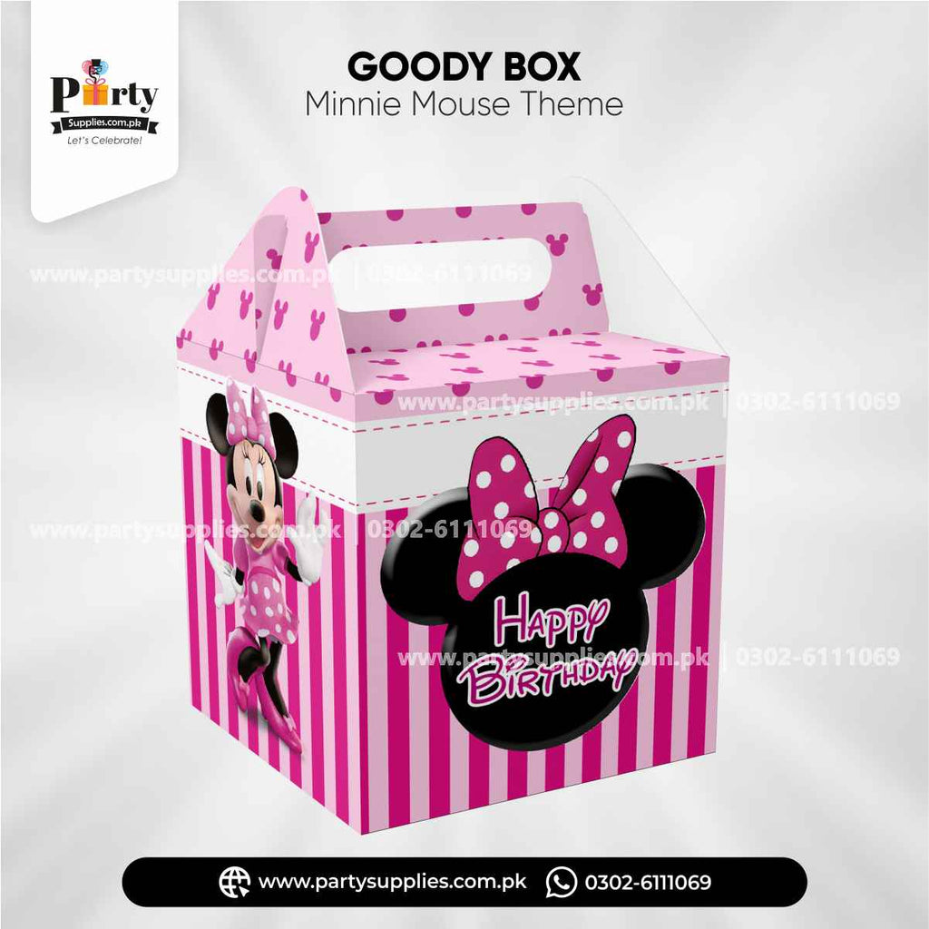 Minnie Mouse Theme Handle Favor Boxes for Birthday Decoration