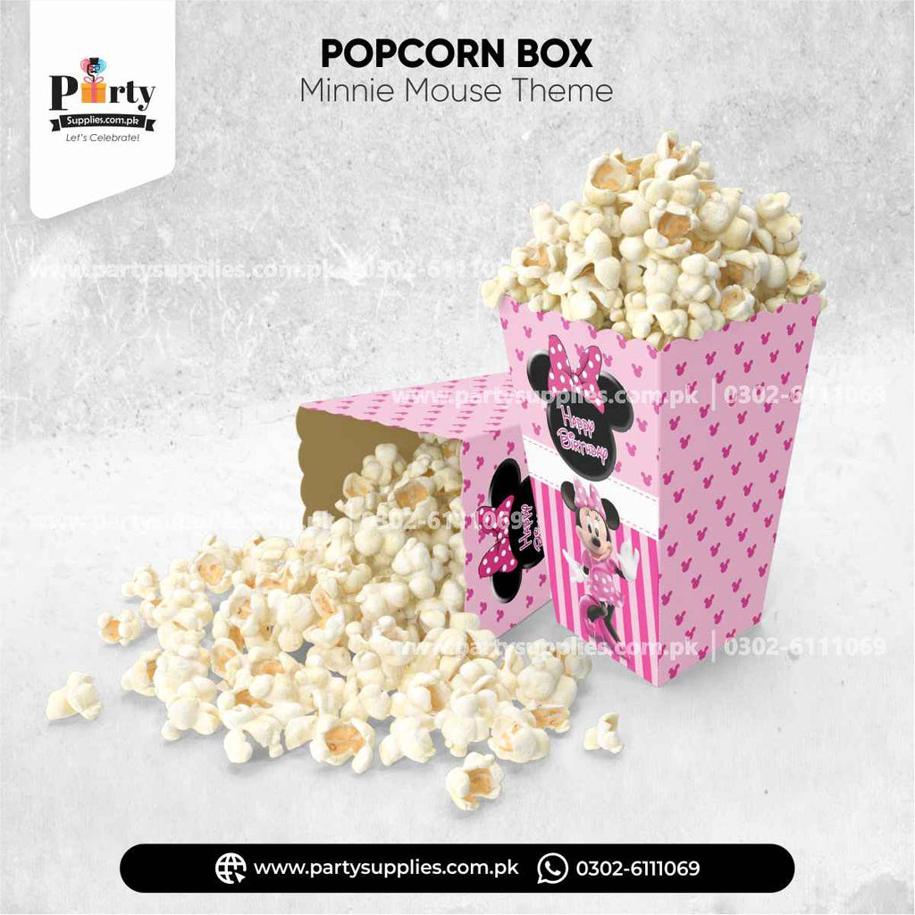 Minnie Mouse Theme Popcorn Boxes for Birthday Party Decorations 