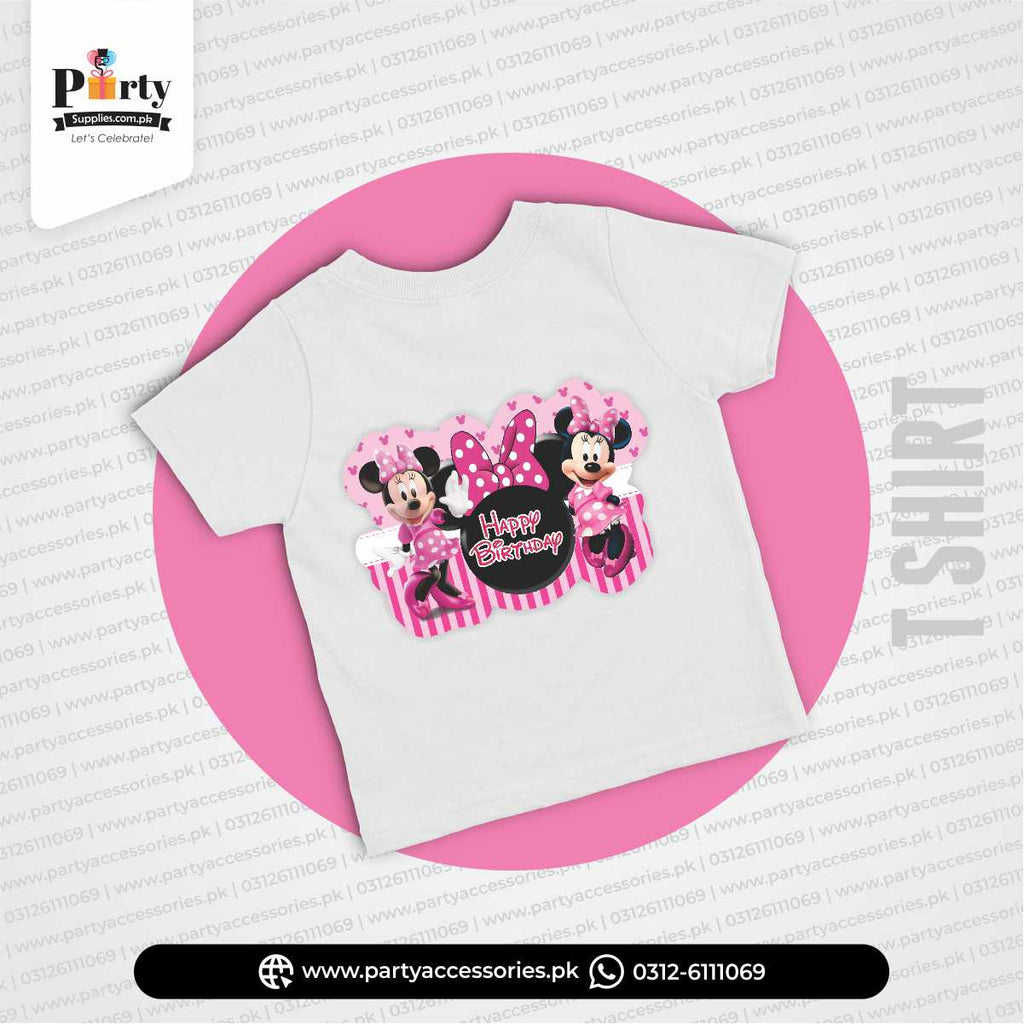 Minnie Mouse Theme Birthday Kid's T-Shirt for Birthday Party Celebration