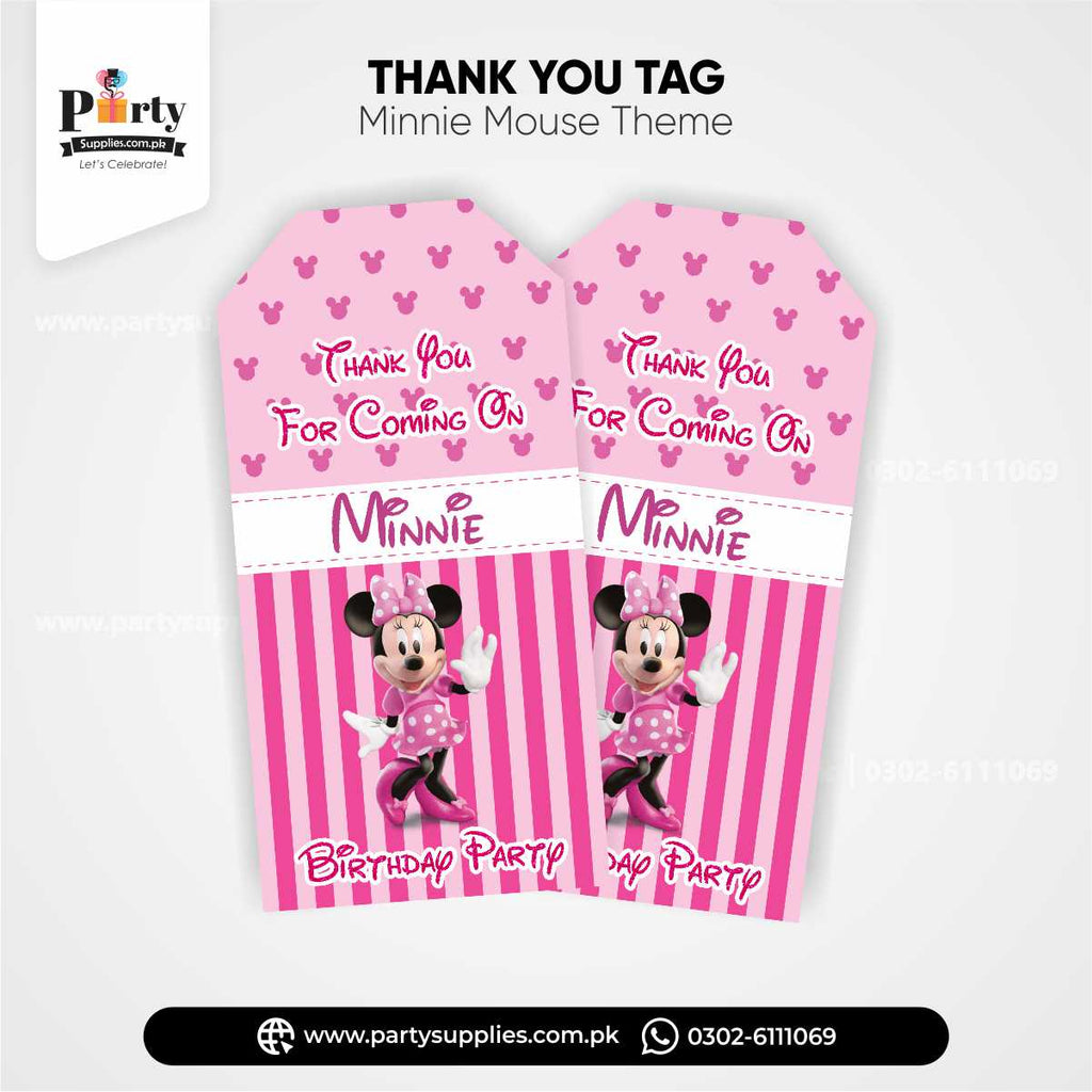Minnie Mouse Theme Gift / Thank You Tags for Birthday Decoration