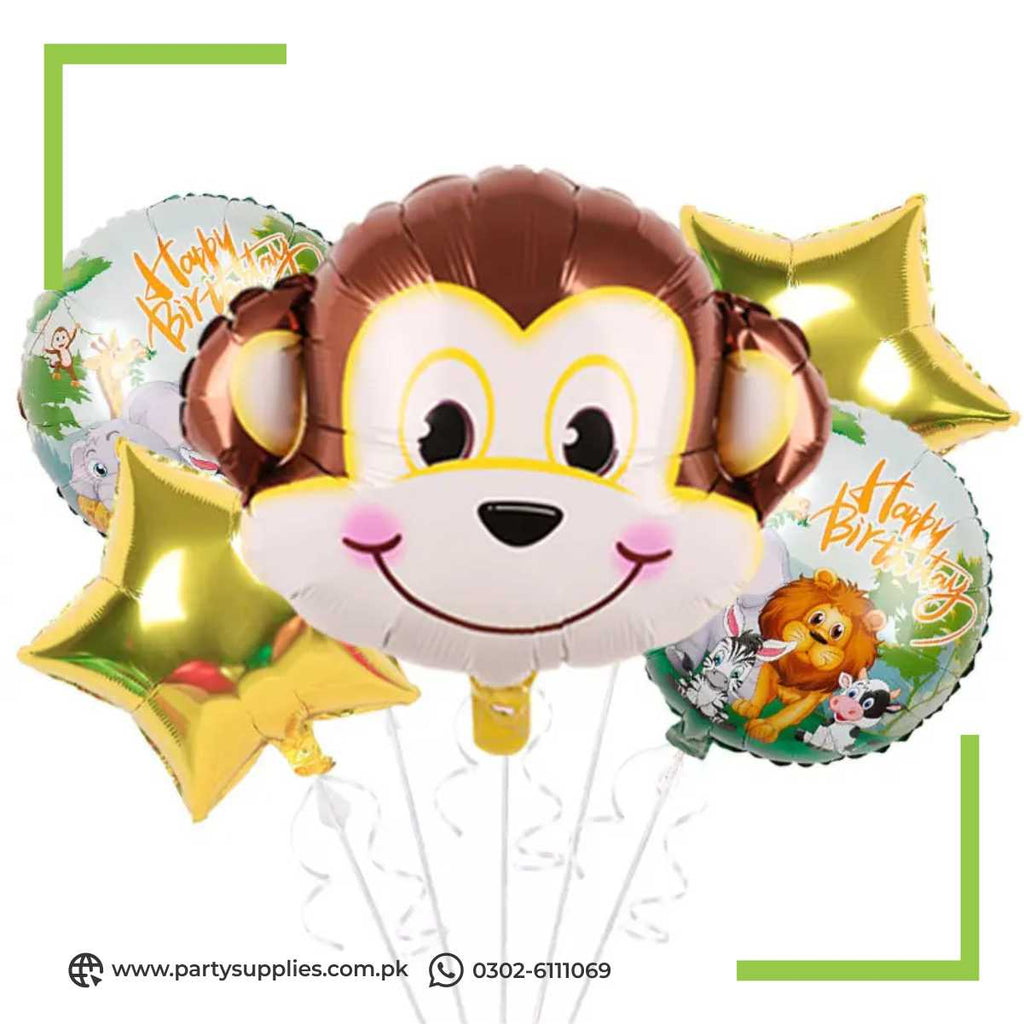 Monkey Shape Exclusive Foil Balloons in Jungle Safari Theme 