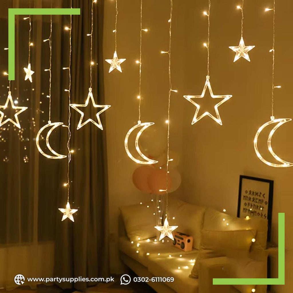 Moon and Star Fairy Lights for Ramadan and Eid Decoration