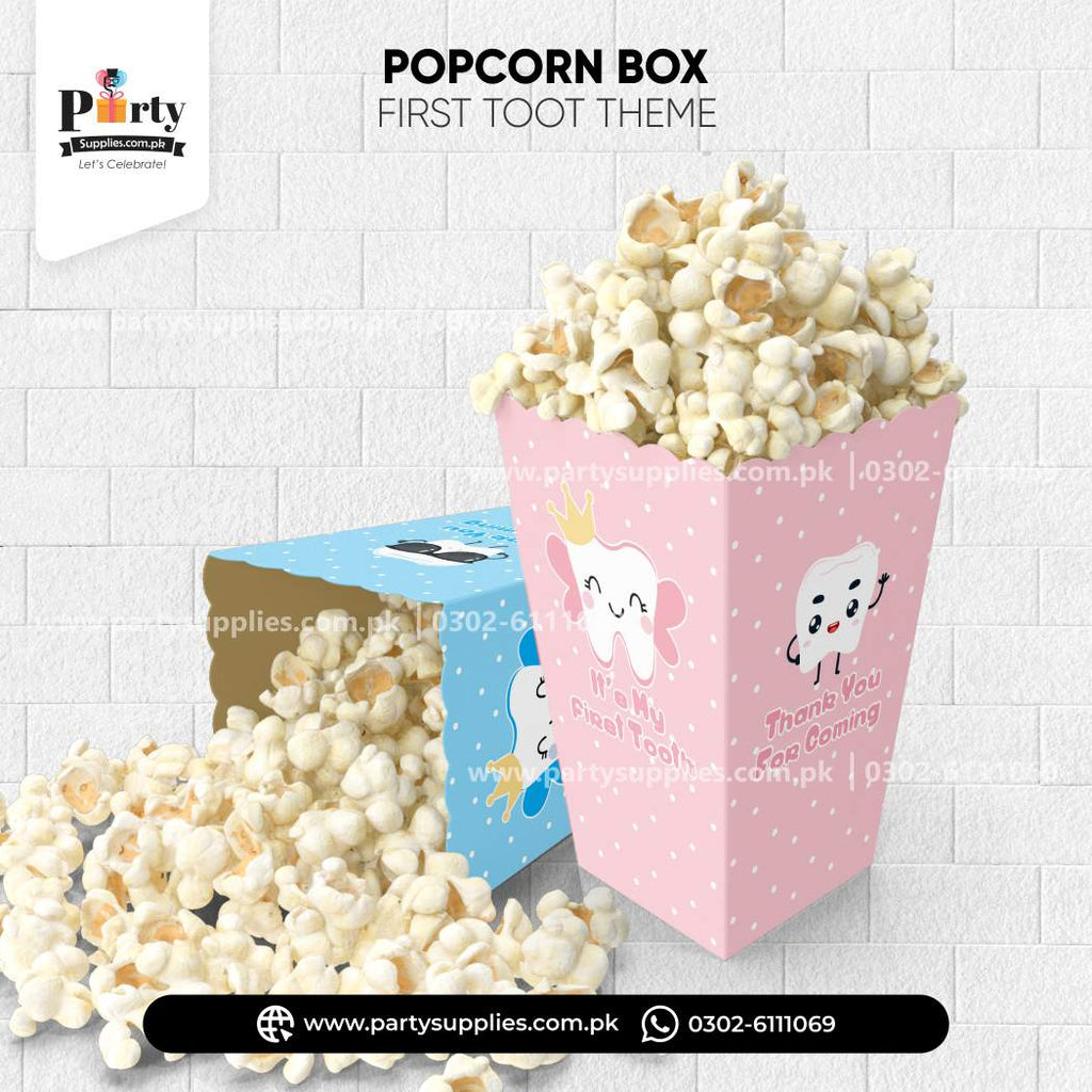 First tooth celebration Popcorn holder boxes | Pack of 6