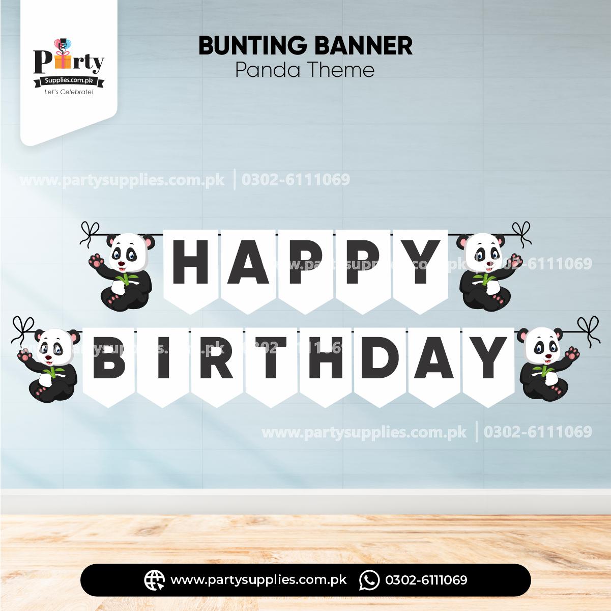 Panda Boy Theme Happy Birthday Bunting Banner for Wall Decoration