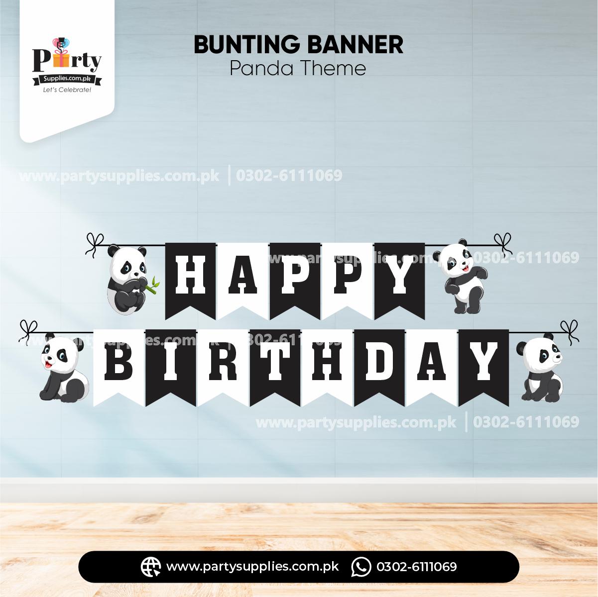 Happy Birthday Bunting Banner for Wall Decoration in Panda Boy Theme 