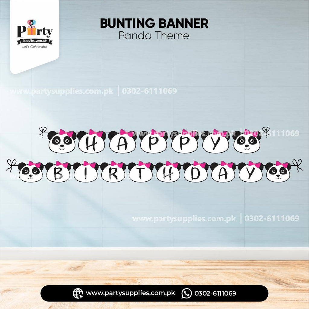 Happy Birthday Bunting Banner in Panda Girl Theme for Party Wall Decoration