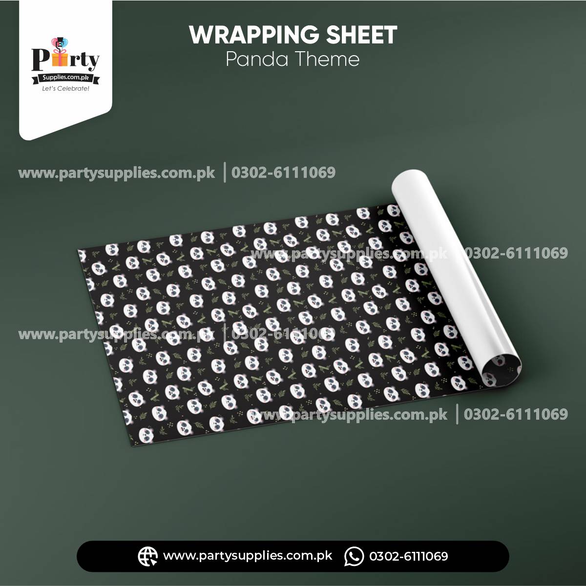 Gift Wrapping Sheets for Birthday Gift Packing in Panda Boy Theme 