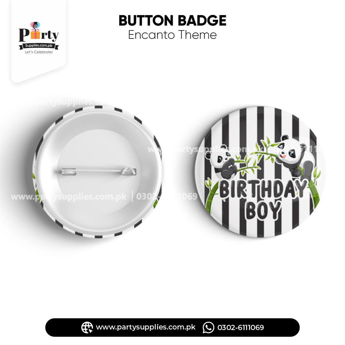 Panda Boy Theme Button Badges for Birthday Party Celebration