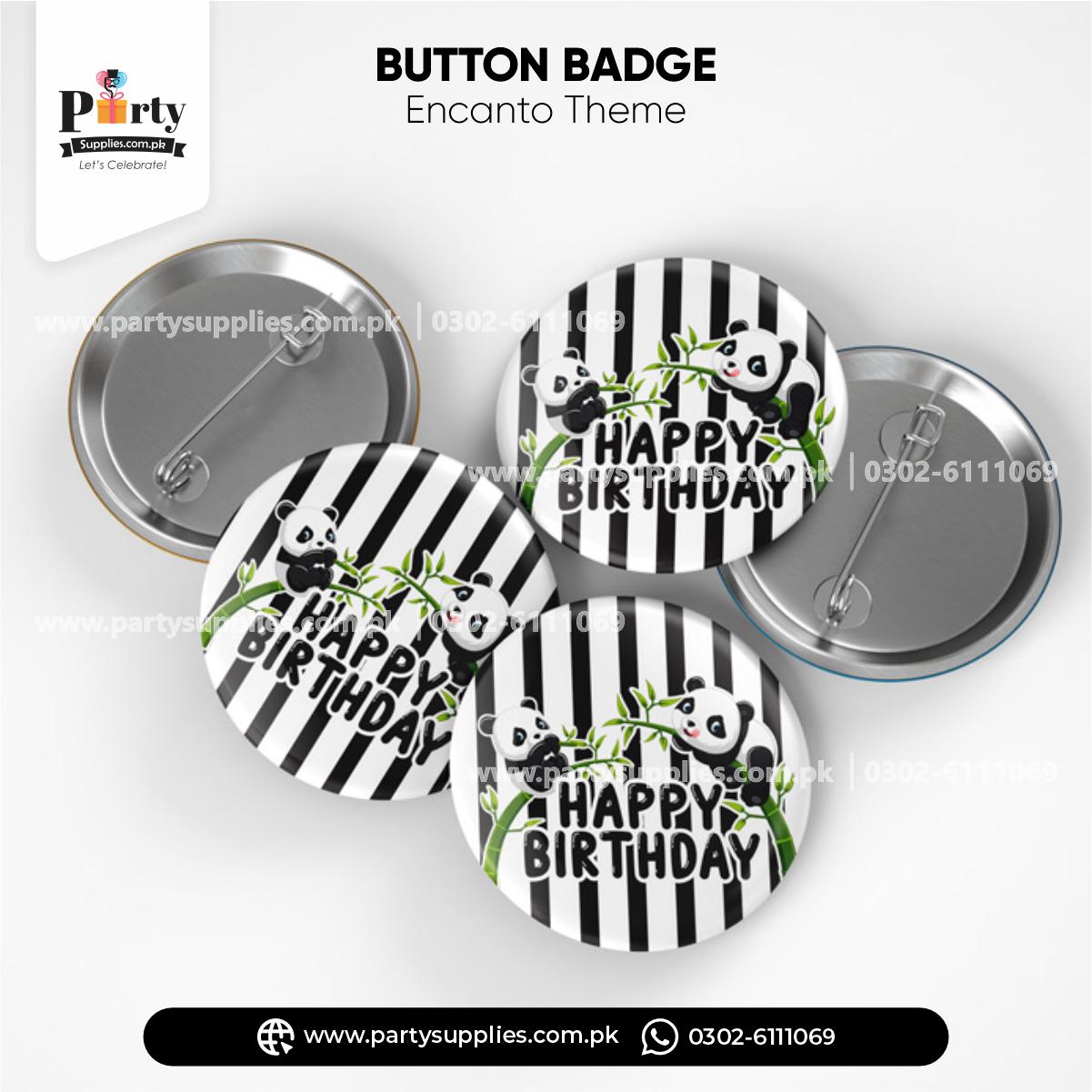 Button Badges for Birthday Party Celebration in Panda Boy Theme 6 pcs